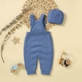 thumbnail image 5 of Toddler Kid Baby Sleeveless Cotton Jumpsuit with Warm Hat Set Solid Jumpsuit Bodysuit Romper Overalls 2pcs Outfits Set Fall Baby Boy Girl Outfit for Boys Girls 6-12 Months, 5 of 9