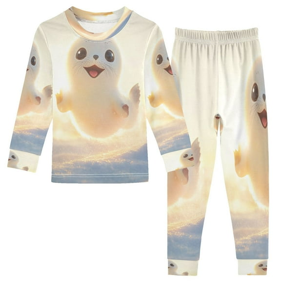 BZSMCE Unisex Pajama Set Snug-Fit Cotton Sleepwear Seal Dancing Printed