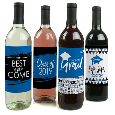 Blue Grad - Best is Yet to Come - Royal Blue 2019 Graduation Party Decorations for Women and Men - Wine Bottle (Best Wwe Themes 2019)