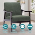 thumbnail image 6 of OMNIBERG Mid-Century Modern Accent Chair, Upholstered Armchair with Solid Wood Frame, Comfort Reading Chair Lounge Chair for Living Room Bedroom Sunroom, Green, 6 of 7