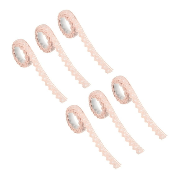 Uxcell 0.6" Wide 2 Yards Self-Adhesive Lace Tape Ribbon Stickers Masking Cotton Decorative for Craft, Pale Pink 6 Pack
