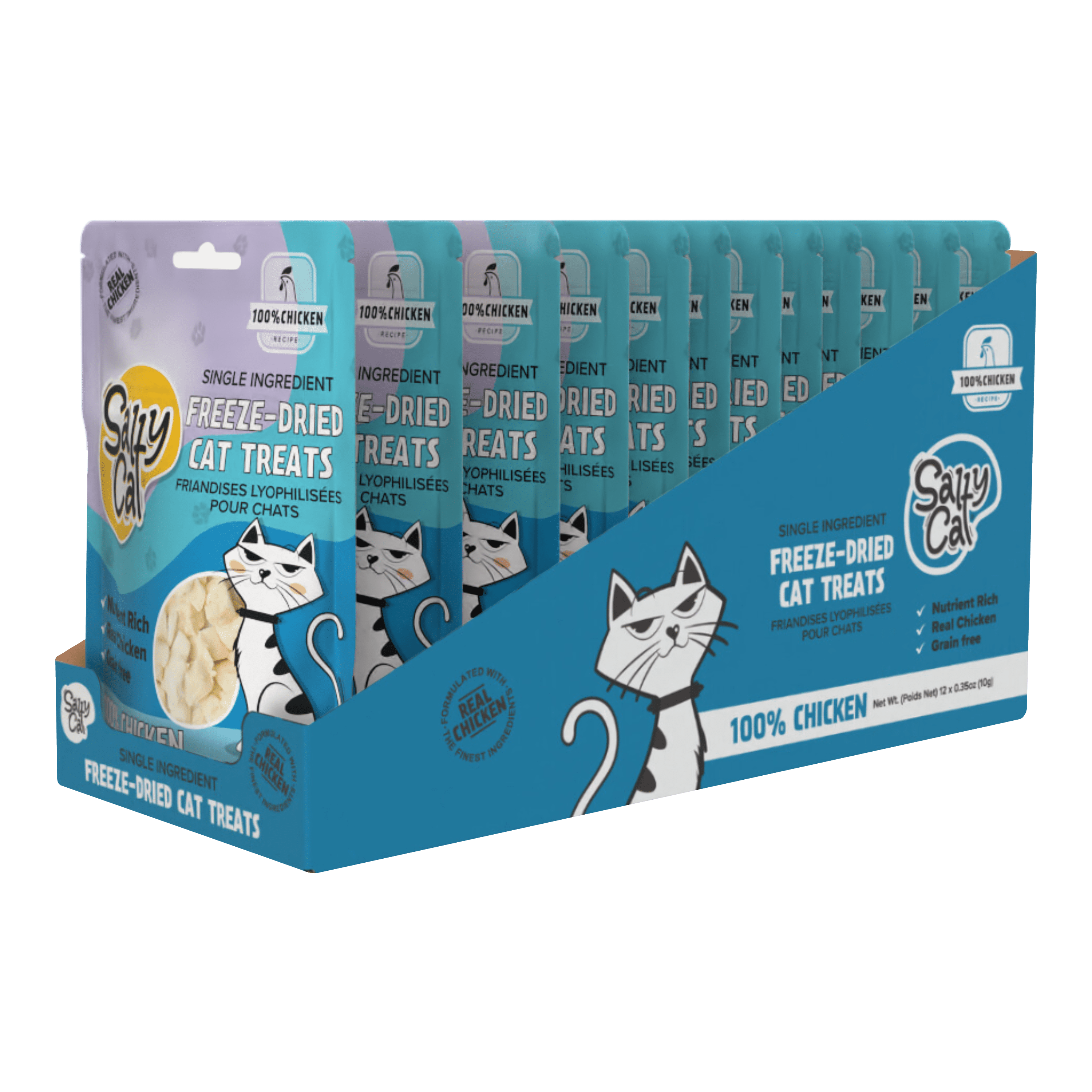 Salty Cat Freeze-Dried Chicken Flavor Crunchy Treats for Cats, 10g Bag