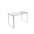 thumbnail image 2 of Benjara Elen 47 Inch Desk, Rectangular Tempered Glass, White Powder Coated Metal, 2 of 5