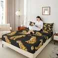 thumbnail image 4 of Manfei Jungle Leopard Child Queen Sheet Sets, Black Brown Flat Sheet, Kawaii Cheetah Animal Queen Fitted Sheet, Microfiber Bedroom Decor, 4 Pieces, 4 of 7