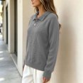 thumbnail image 6 of Staron Women's Sweaters Button Down Collared Long Sleeve Casual Comfy Knitted Ribbed Loose Fall Winter Tops Dark Gray XXL, 6 of 7