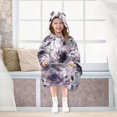 thumbnail image 7 of Wearable Blanket with Sleeves and Pocket Oversized Hooded Sweatshirt 3-14 YR Light Purple and Black Floral S, 7 of 7