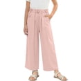 thumbnail image 1 of StSilkitty Girls Ruffle Pants High Waist Elastic Casual Wide Leg Pants with Pockets Solid Color Lightweight Soft Trousers, 1 of 6