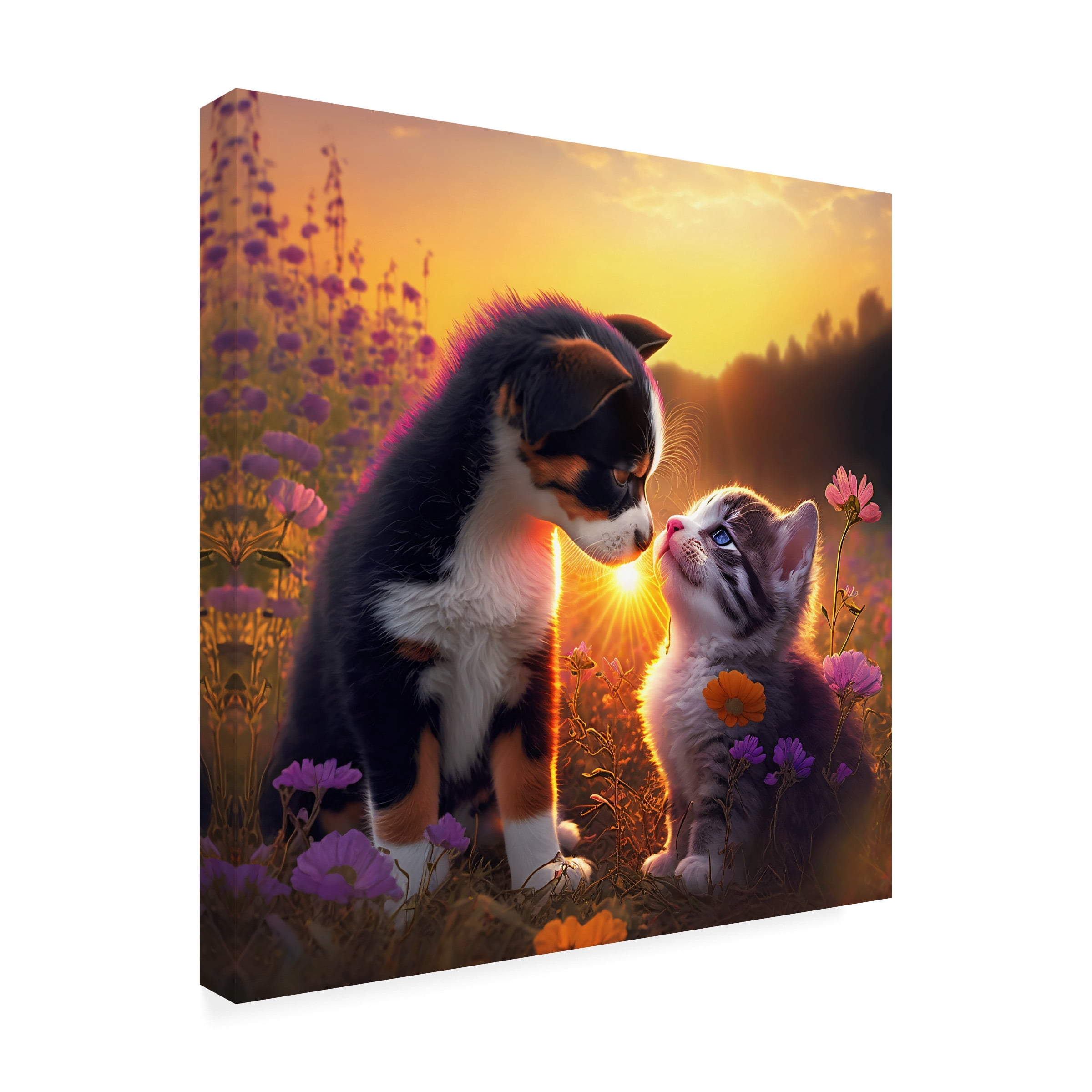 Canvas Wall Art - Ray Heere 'Cats And Dogs 28' Wall Art for Living Room, Bedroom, or Office DÃ©cor by Trademark Fine Art - 24 x 24 Inches