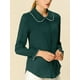 thumbnail image 2 of Blusa De Manga Larga Con Cuello Peter Pan Y Volantes Para Mujer Verde negruzco XS, 2 of 6
