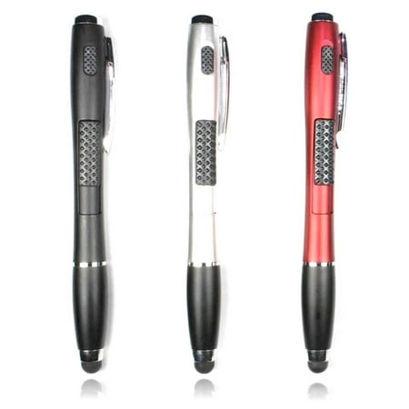 Stylus Pen [3 Pcs], 3-in-1 Touch Screen Pen (Stylus + Ballpoint Pen + LED Flashlight) For Smartphones Tablets iPad iPhone Samsung LG Sony