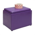 thumbnail image 3 of Convenience Concepts Designs4Comfort Accent Storage Ottoman with Reversible Tray, Purple Faux Leather, 3 of 8