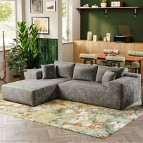 Furmax 108"  L-Shape Boneless Chaise Sectional Sofa Cloud Couch Sectional Corduroy Couch Set with Deep Seat for Living Room,Chenille Gray