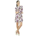 thumbnail image 1 of Bimba Femmes Manches Longues Robe Imprimée Rayonne Décontractée Mandarine Robe de Skater Col, 1 of 3