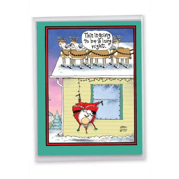 1 Jumbo Funny Holiday Christmas Greeting Card (8.5 x 11 Inch) - Long Night Christmas Card J1014XSG