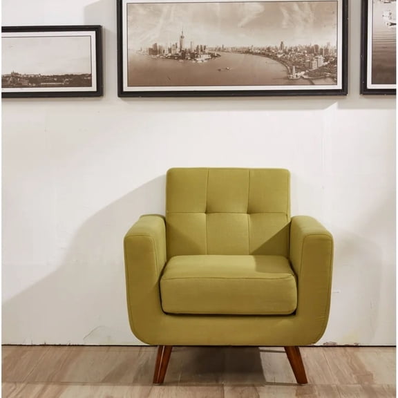 Uspridefurniture Zohaib 31.1'' Wide Tufted Linen Lounge Chair -Green
