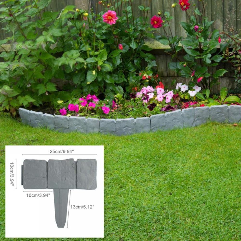 Garden edging border gardening lawn fence plastic cobblestone effect lawn trimming 20 packs of foldable stitching Grey 
