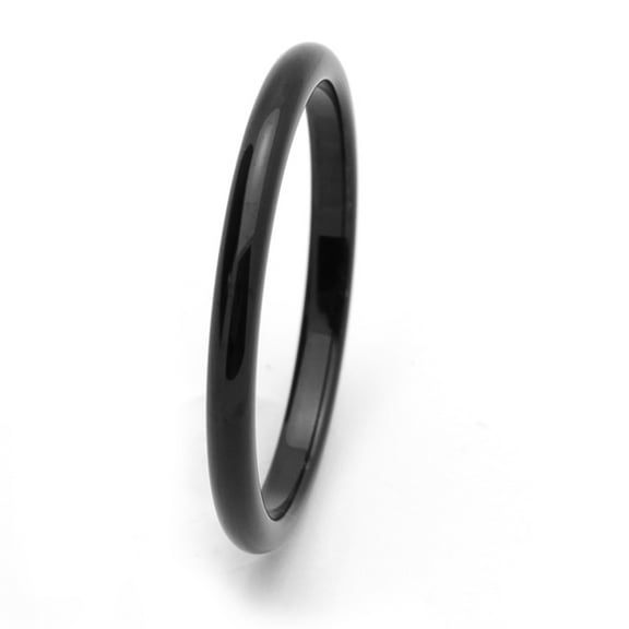 2MM Comfort Fit Tungsten Carbide Wedding Band High Polish Black Enamel Plated Thin Classic Ring (7 to 15) Size 7