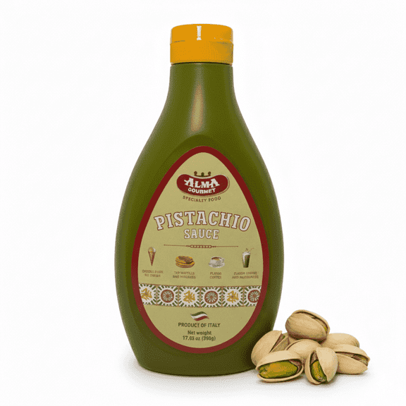 Alma Gourmet Sicilian Pistachio Sauce 17.6 oz (500g) – Italian Pistachio Cream for Ice Cream, Gelato, Waffles, Pancakes & Coffee | Made in Italy