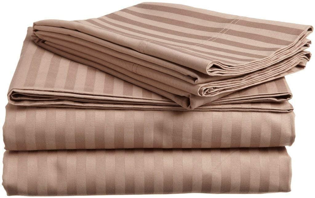 Super Deep Pocket 1 Fitted Sheet Only 100% Egyptian Cotton 1000 TC Taupe Stripe 