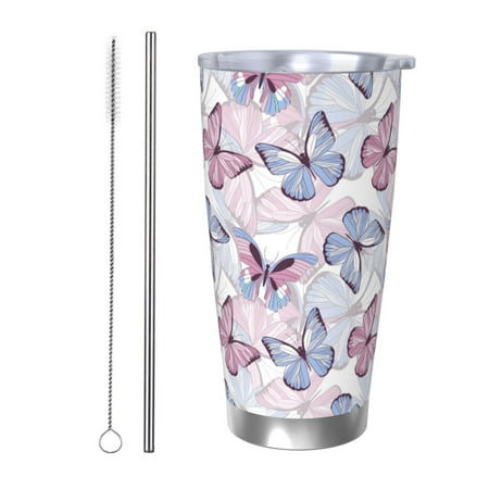 

Tideii Butterflies in Pastel for 20OZ Car Cup Stainless Steel Cold and Hot Cup with Lid Suitable for Outdoor and Home Unisex-Straw Two-piece Set