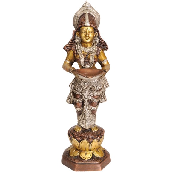 13" Deep Lakshmi in Brass | Handmade | Made in India