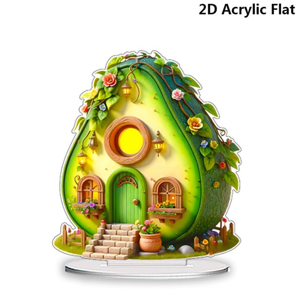 Cabaña de aguacate Kojanyu 2D para el hogar,sala de estar,entrada,decoración de escritorio,regalo,adorno de escritorio peculiar y lindo para el hogar y la oficina