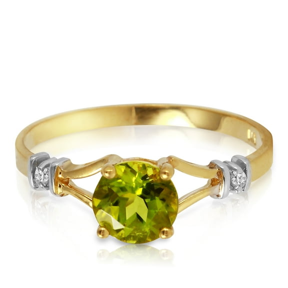 Galaxy Gold 14K Yellow Gold 0.87 CTW Natural Diamonds and Peridot Ring - August Birthstone - Abundance & Joy - Sizes 5.5 to 11 - Fine Jewelry for Women