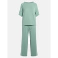 thumbnail image 5 of Joyspun Women's French Terry Lounge Sleep Short Sleeve Top and Capri Pants Set, 2 Piece, Sizes XS-3X, 5 of 5