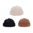 thumbnail image 2 of SikaFu Autumn and Winter Polyester Warm Solid Docker Cap Brimless Hat Beanie Landlord Sailor Cap Men and Women 112, 2 of 6