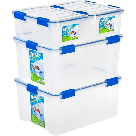 Ziploc 16 Qt & 60 Qt WeatherShield Clear Storage Box - Set of 4