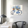 thumbnail image 3 of Lingy  Blue Bicycle Flower Painting Wall Art Watercolor Abstract Bike with Floral Bouquet Wildflowers Canvas Picture for Farmhouse Kitchen Living Room Bedroom Bathroom  20x16in, 3 of 4