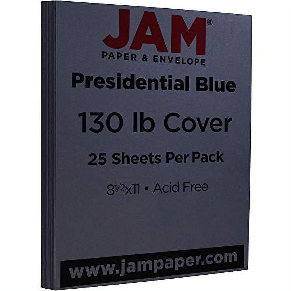 JAM Paper & Envelope Cardstock, 8.5 x 11, 130lb Navy Blue, 25 per Pack