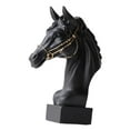 thumbnail image 3 of Estatua de cabeza de caballo, escultura, decoración del hogar, artesanía, adorno, figuras de resina Negro, 3 of 9