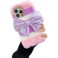 thumbnail image 6 of Compatible with Samsung Galaxy A42 5G Case with Plush Ball,Fuzzy Fluffy Soft Warm Love Hairball Pendant Faux Rabbit Fur Case TPU Back Cover with Chic Bow-Knot,Pink and White, 6 of 11