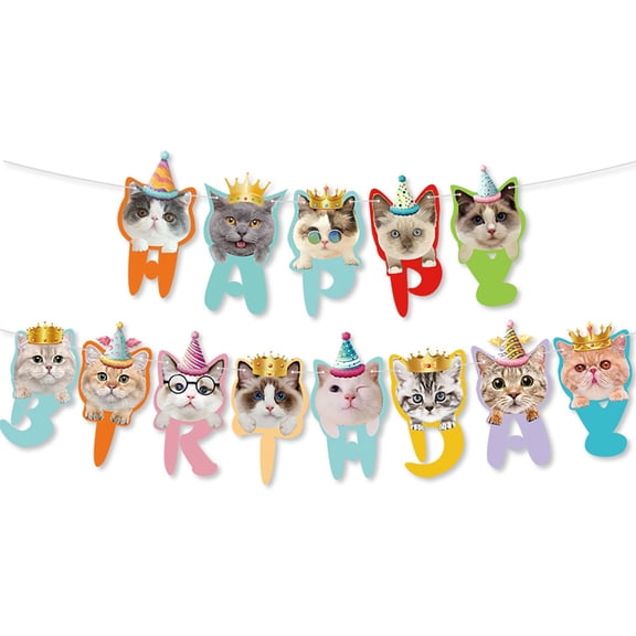 Clearance Under $10 Event & Party, Cat Banner Cat Theme Bunting Decoration For Adoption Birthday