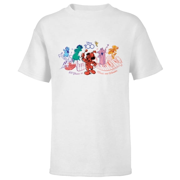 Disney 100 Years of Music and Wonder Piano Color Fill D100 - Short Sleeve T-Shirt for Kids - Customized-White
