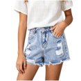 thumbnail image 2 of Mifsaly Girls Casual Denim Shorts Kids Distressed Ripped Pull-On Jeans with Pockets, 2 of 8