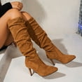 thumbnail image 4 of JUSLIO Boots for Women,High Heel Fashion Casual Mid Calf Boots Comfort Solid Color Lightweight Boots Plus Size Boots, 4 of 9