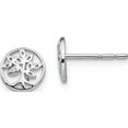thumbnail image 1 of Sterling Silver Rh Plated White Ice Diamond Tree Post Earrings (8 X 8) Made In India qw425, 1 of 2