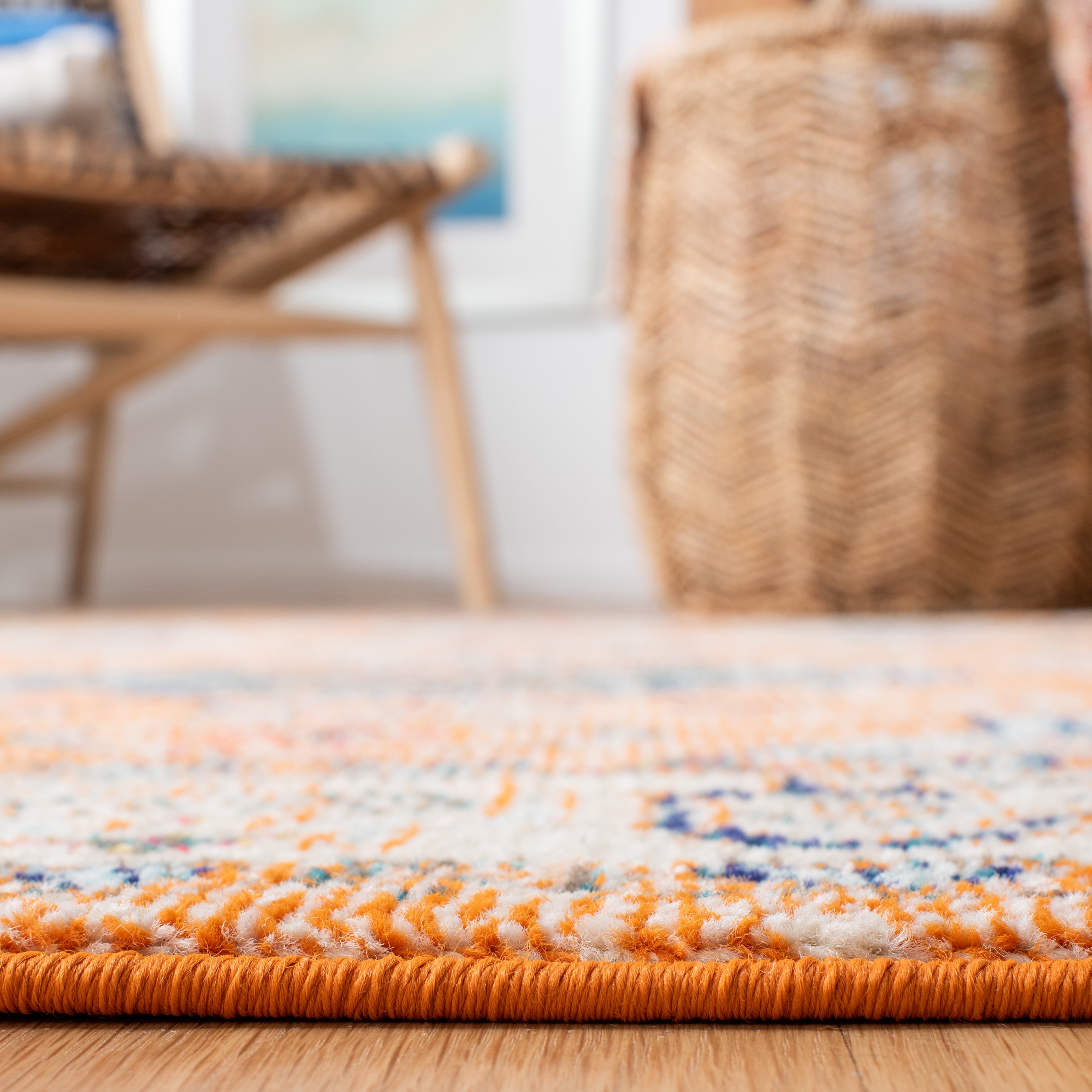 SAFAVIEH Madison Trenton Vintage Traditional Runner Rug, Orange/Ivory, 2' x 8'