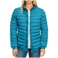 thumbnail image 2 of EOYWHK Womens Puffer Jackets Full Zipper Stand Collar Long Sleeve Puffy Bomber Jackets with Pockets, 2 of 4