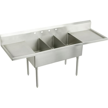 Elkay Ss8372lrof Sturdibilt 120" Triple Basin Free Standing Stainless Steel Utility Sink -