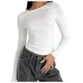 thumbnail image 1 of Cathalem T-shirts en Coton pour Femmes Été Col Rond Manches Courtes Entraînement Basique, Blanc G, 1 of 4