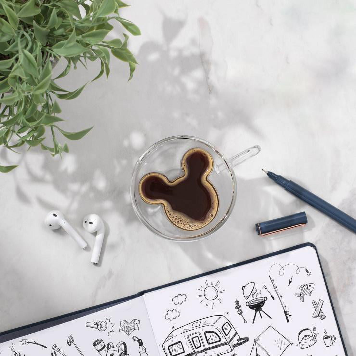 JoyJolt Disney Mickey Mickey 3D Shaped Double Wall Coffee Tea Mugs - 10 oz  - Set of 2 