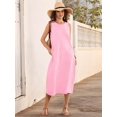 thumbnail image 5 of Summer Dresses for Women Casual Maxi Dress Vacation Long Sundresses Plaid Striped with Pockets Pink Checkered S, 5 of 9