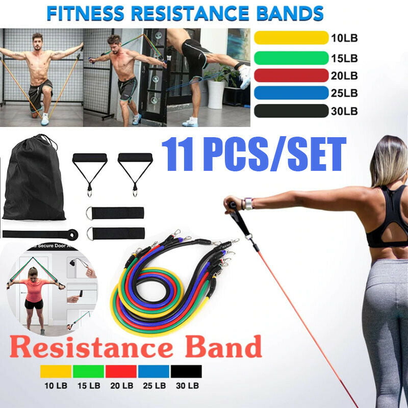 USPS Resistance Band Set Yoga Abs Exercise Fitness Tube Gym Home Workout Bands 