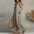thumbnail image 5 of longantii Summer Dresses for Women 2026 Sleeveless V Neck Ruffle Cap Sleeve Long Dress with Pockets Beach Vacation Outfits Light Gray XL, 5 of 5