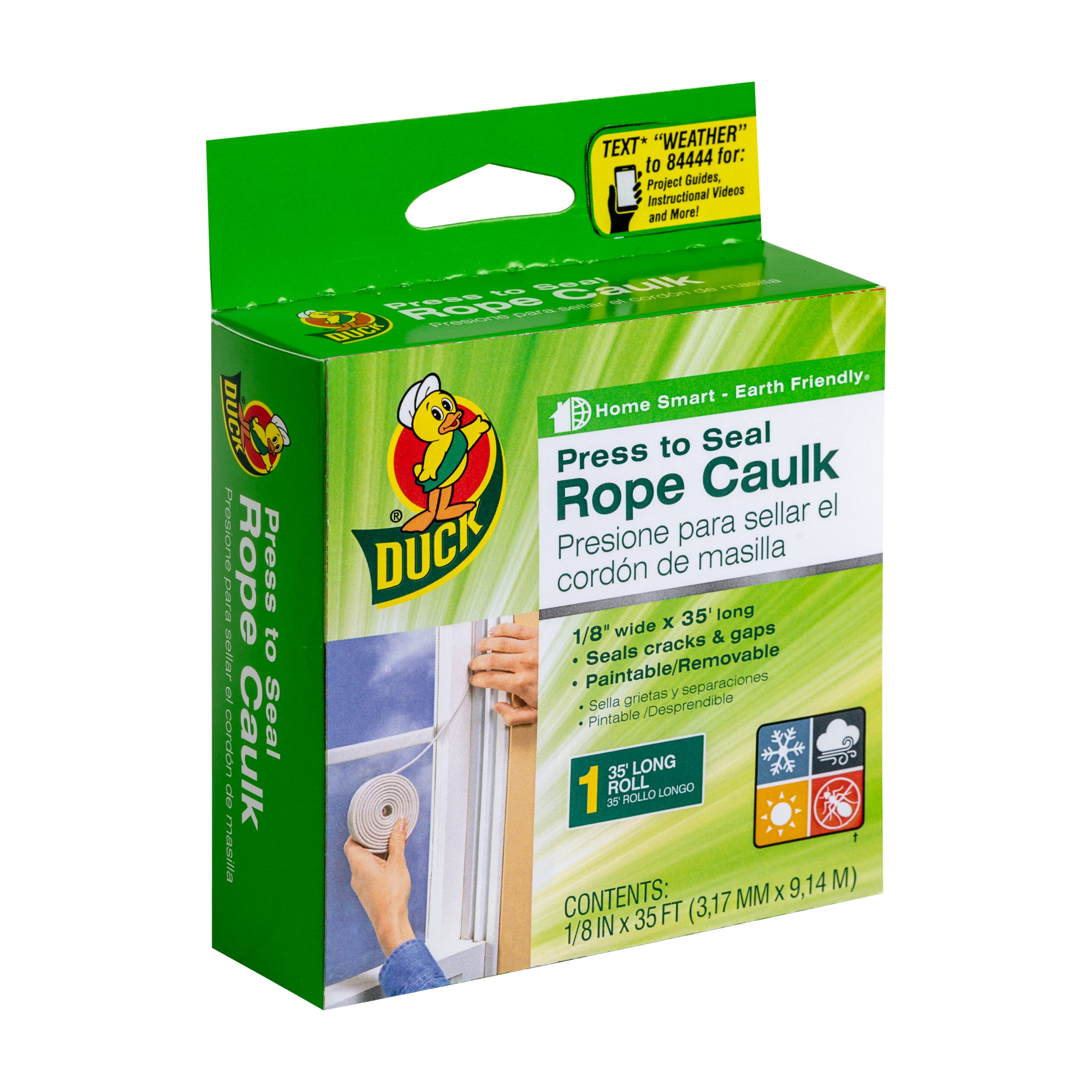 Duck Brand 1.25 in x 35 ft White Rope Caulk for Windows and Doors