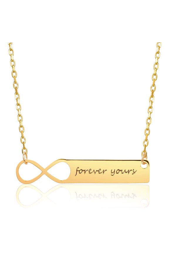 Personalized Infinity Necklace Name Plate Bar Necklace for Women