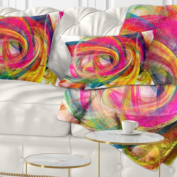 Designart Colorful Thick Strokes - Abstract Throw Pillow - 12x20